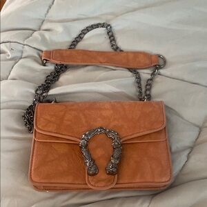 Tan Leather Chain Strap Bag